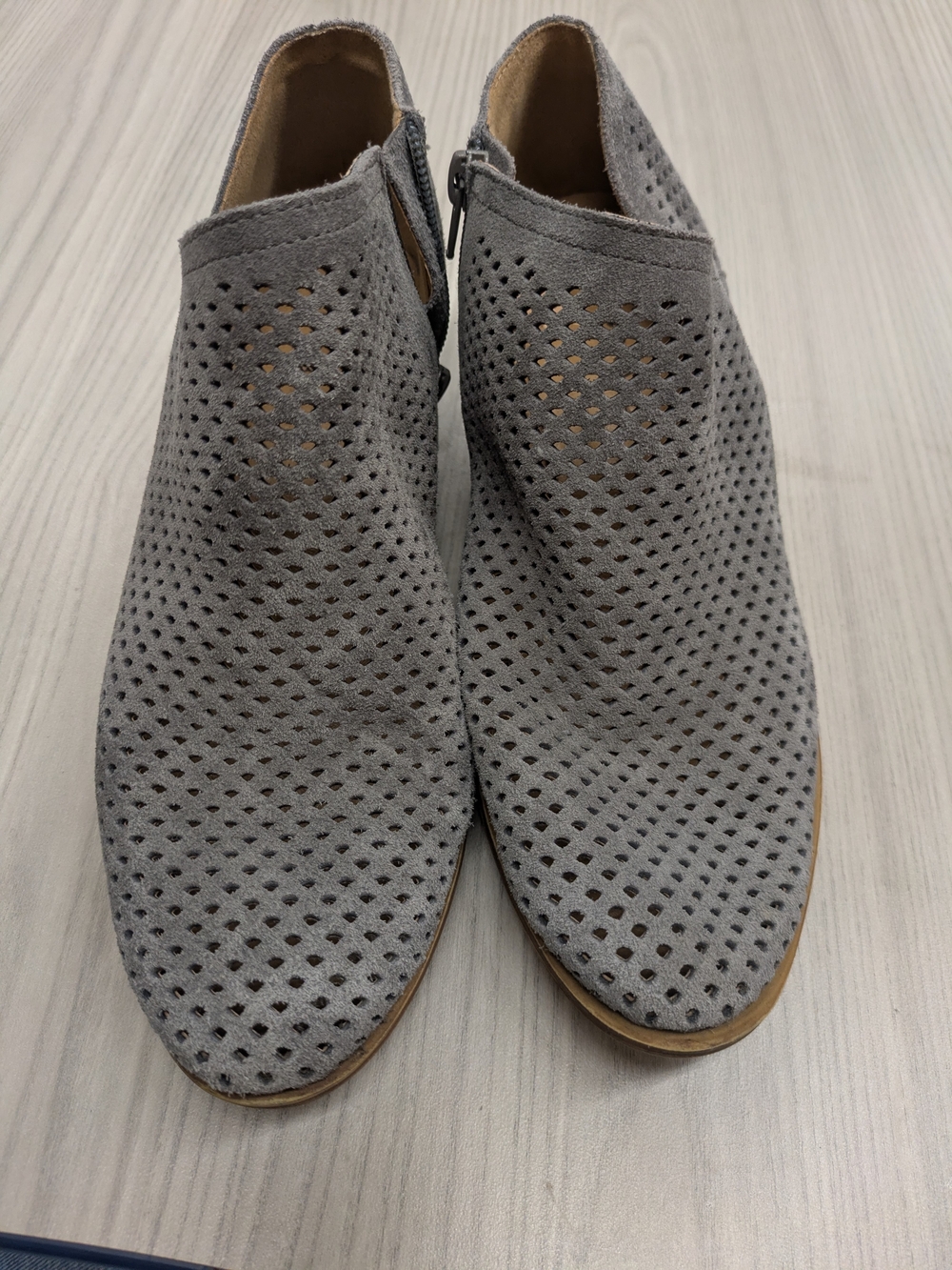 Lucky Brand Gray Perforated Suede Ankle Booties